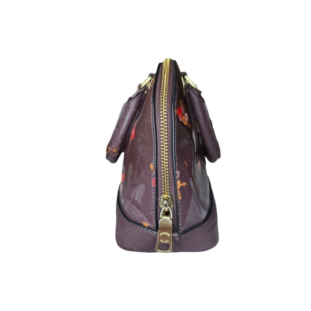 Coach Sierra Satchel Plum Floral Patent Leather Dome Handbag F57621 - Picture 5 of 10